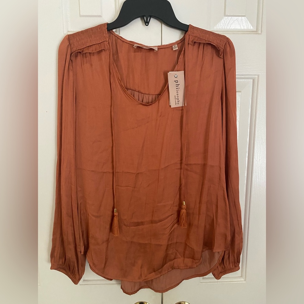 Philosophy Long Sleeve Silk Blouse